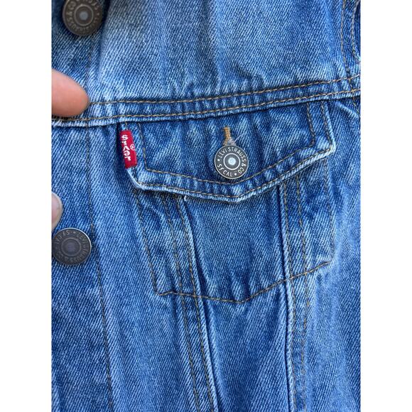 Levi's Leopard Collar Trucker Denim Jacket, Size Girls Large - Picture 5 of 6